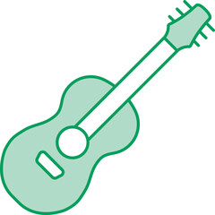 Sticker - Flat Style Guitar Green And White Icon.