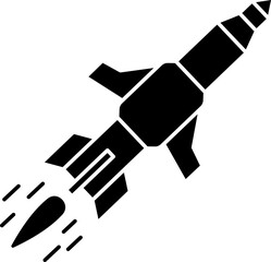 Sticker - Isolated Missile Icon in Black And White Color.