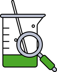 Sticker - Check Chemical Or Liquid Experiment Icon In Blue And Green Color.