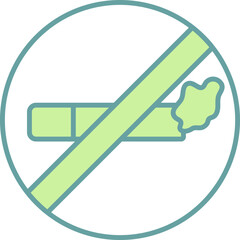 Sticker - No Smoking Icon In Green And White Color.