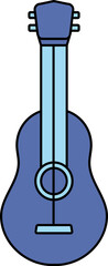 Canvas Print - Guitar Icon In Blue Color.