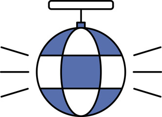 Sticker - Disco Ball Icon In Blue and White Color.