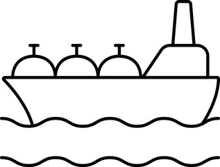 Sticker - LNG Ship Icon In Black Outline.