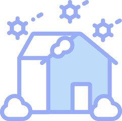 Sticker - Illustration of Home With Snowfall Icon in Flat Style.