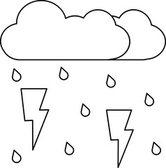 Sticker - Storm Cloud Icon in Black Line Art.