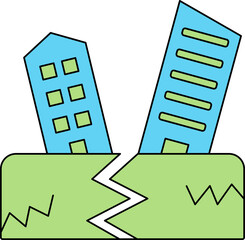 Poster - Illustration of Earthquake Icon in Blue And Green Color.