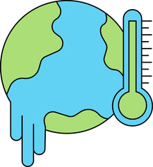 Sticker - Illustration of Global Warming icon in Blue And Green Color.