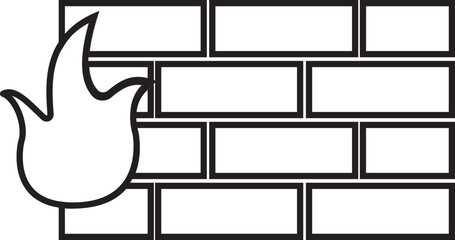 Canvas Print - Firewall Icon In Black Line Art.