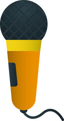 Sticker - Flat Style Microphone Icon Golden And Grey Color.