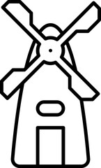 Poster - Hollow Post Mill Icon In Black Line Art.