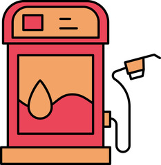 Poster - Gas Station Icon In Red And Orange Color.