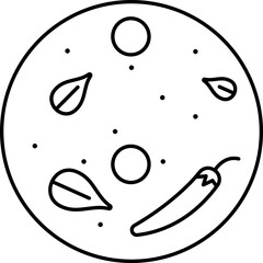 Sticker - Pulissery Dish Icon in Thin Line Art.