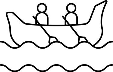 Canvas Print - Line Art Illustration of People Snake Boating Icon.