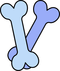 Sticker - Bones Icon In Blue Color.