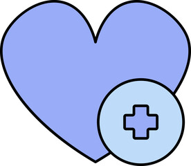 Poster - Heart With Medical Symbol Icon In Blue Color.