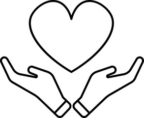 Sticker - Heart Care Icon In Black Line Art.