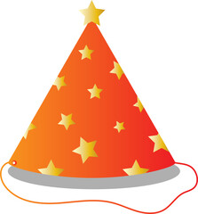 Sticker - Flat Style Stars Party Hat Icon In Golden And Orange Color.