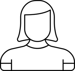 Poster - Faceless Smart Girl Icon In Black Outline.