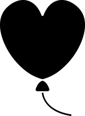 Sticker - Heart Shaped Balloon Icon In Glyph Style.