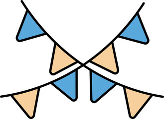 Sticker - Bunting Flag Icon In Blue And Brown Color.