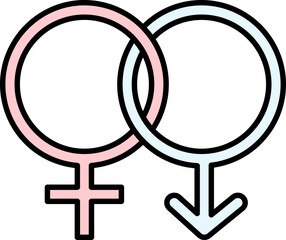 Sticker - Male And Female Gender Icon Or Symbol In Blue And Pink Color.