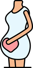 Poster - Pregnant Woman Loving Unborn Child Icon In Blue And Pink Color.