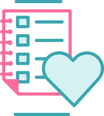 Sticker - Like List Icon Or Symbol In Teal And Red Color.