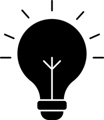 Sticker - Flat Style Light Bulb B&W Icon.