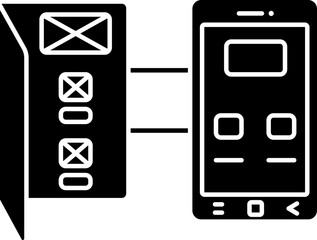 B&W Illustration of Mobile Wireframe Icon.