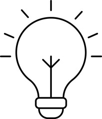 Canvas Print - Light Bulb Icon in Black Line Art.