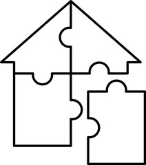 Canvas Print - Isolated House Puzzle Icon in Black Outline.