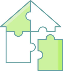 Canvas Print - Isolated House Puzzle Icon in Flat Style.