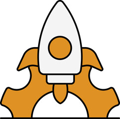 Poster - Rocket Setting Icon in Yellow And White Color.