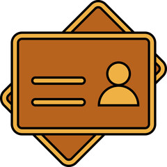 Sticker - ID Card Icon In Brown And Yellow Color.