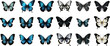 © EnelEva - set of bright vector hand painted butterflies white background. Generative AI