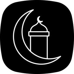 Poster - Minaret Icon In B&W Color.