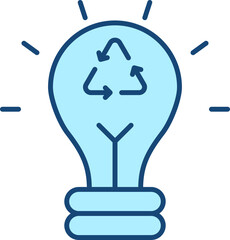 Sticker - Recycle Light Bulb Icon In Blue Color.