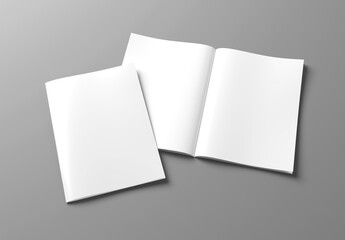 Wall Mural - white blank a4 magazine mockup isolated on white 3d rendering