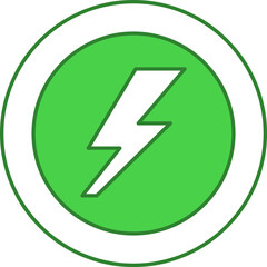 Sticker - Green And White Flash Symbol On Round Background.