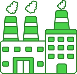 Sticker - Flat Style Industry Green And White Icon.