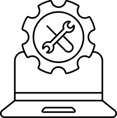 Wall Mural - Line Art Illustration Of Laptop Repairing Icon.