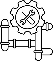 Sticker - Thin Line Pipeline Repairing Icon In Flat Style.