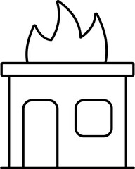 Wall Mural - Fire House Icon in Black Line Art.