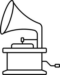 Sticker - Gramophone Icon In Black Line Art.