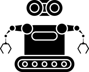 Sticker - robot icon in b&w color.