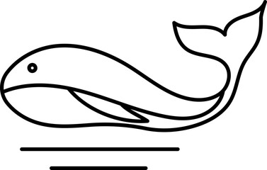 Sticker - Linear Style Whale Icon Or Symbol.