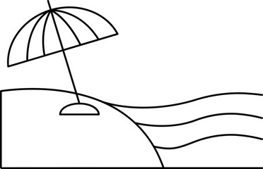 Poster - Beach View With Umbrella Icon In Thin Line Art.