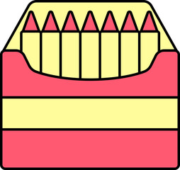 Sticker - Crayons or Color Pencil Box Red And Yellow Icon.