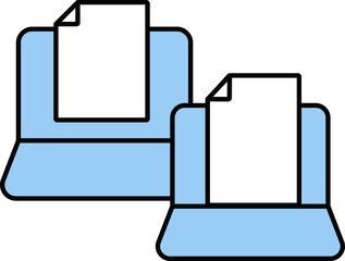 Sticker - Open File In Two Laptop Blue And White Icon.