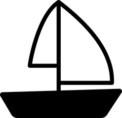 Wall Mural - Sail Boat Icon In Black And White Color.